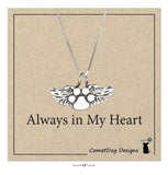 Memorial Paw Print with Angel wings Necklace